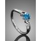 Refined Silver Ring With Synthetic Topaz And Crystals, Ring Size: 7 / 17.5, image , picture 2