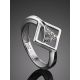 Geometric Silver Crystal Ring The Astro, Ring Size: 5.5 / 16, image , picture 2