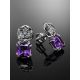 Silver Floral Studs With Amethyst And Crystals, image , picture 2