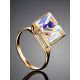Geometric Golden Ring With Synthetic Quartz, Ring Size: 9 / 19, image , picture 2