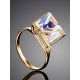 Geometric Golden Ring With Synthetic Quartz, Ring Size: 9 / 19, image , picture 2