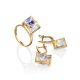 Geometric Golden Ring With Synthetic Quartz, Ring Size: 9 / 19, image , picture 5