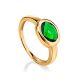 Classy Golden Ring With Green Crystal, Ring Size: 9 / 19, image 
