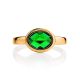 Classy Golden Ring With Green Crystal, Ring Size: 9 / 19, image , picture 3