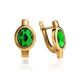 Green Crystal Earrings In Gold, image 
