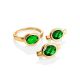 Classy Golden Ring With Green Crystal, Ring Size: 9 / 19, image , picture 4