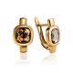 Golden Earrings With Smoky Quartz, image 