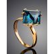 Golden Ring With Blue Synthetic Topaz, Ring Size: 6 / 16.5, image , picture 2