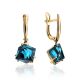 Golden Dangle Earrings With Synthetic Topaz, image 