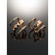Golden Twisted Earrings With Crystals, image , picture 2