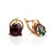 Golden Earrings With Alexandrite Centerstones, image 