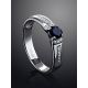 Silver Ring With Synthetic Sapphire And Crystals, Ring Size: 6.5 / 17, image , picture 2