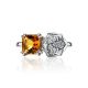 Silver Floral Ring With Citrine And Crystals, Ring Size: 7 / 17.5, image , picture 3