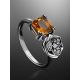 Silver Floral Ring With Citrine And Crystals, Ring Size: 7 / 17.5, image , picture 2