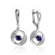 Classy Silver Dangles With Synthetic Sapphire And Crystals, image 