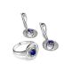 Classy Silver Ring With Synthetic Sapphire And White Crystals, Ring Size: 8.5 / 18.5, image , picture 4