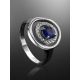 Classy Silver Ring With Synthetic Sapphire And White Crystals, Ring Size: 8.5 / 18.5, image , picture 2
