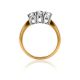 Golden Statement Ring With Three Diamonds, Ring Size: 8 / 18, image , picture 3