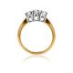Golden Statement Ring With Three Diamonds, Ring Size: 8 / 18, image , picture 3