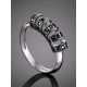 Silver Ring With Black Crystals, Ring Size: 6.5 / 17, image , picture 2