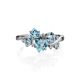 Silver Ring With Synthetic Topaz And White Crystals, Ring Size: 7 / 17.5, image , picture 3