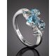 Silver Ring With Synthetic Topaz And White Crystals, Ring Size: 7 / 17.5, image , picture 2