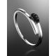 Stylish Silver Ring With Black Crystals, Ring Size: 8 / 18, image , picture 2