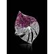 Silver Cocktail Ring With Crystals The Jungle, Ring Size: 5.5 / 16, image , picture 2