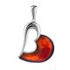 Heart Shaped Silver Pendant With Amber The Sunrise, image 