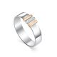 Silver Golden Band Ring With White Diamonds Row The Diva, Ring Size: 6.5 / 17, image 