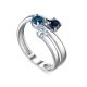 Silver Ring With Blue Crystals, Ring Size: 6 / 16.5, image 