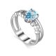 Synthetic Topaz Silver Ring With Crystals, Ring Size: 6 / 16.5, image 