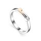 Silver Golden Ring With Diamond Row The Diva, Ring Size: 8 / 18, image 