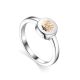 Silver Golden Floral Ring With Diamond The Diva, Ring Size: 6 / 16.5, image 