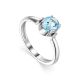 Silver Ring With Dancing Synthetic Topaz Centerstone, Ring Size: 7 / 17.5, image 