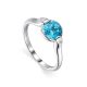 Synthetic Topaz Silver Ring With White Crystals, Ring Size: 8 / 18, image 
