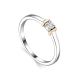 Silver Golden Ring With Diamond Centerstone The Diva, Ring Size: 7 / 17.5, image 