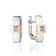 Geometric Silver Golden Earrings With Diamonds The Diva, image 