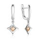 Silver Golden Dangle Earrings With Diamonds The Diva, image 