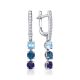 Silver Dangles With Blue And White Crystals, image 