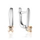 Silver Diamond Earrings With Golden Details The Diva, image 