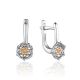 Silver Golden Floral Earrings With Diamonds The Diva, image 