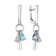 Silver Dangles With Synthetic Topaz And Crystals, image 