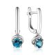Silver Blue Crystal Dangle Earrings, image 