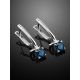 Silver Blue Crystal Dangle Earrings, image , picture 2