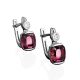Silver Earrings With Rhodolite And Crystals, image , picture 2