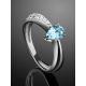Blue Stone Silver Ring With Crystals, Ring Size: 5.5 / 16, image , picture 2