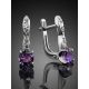 Silver Earrings With Amethyst And Crystals, image , picture 2