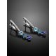 Silver Dangles With Blue And White Crystals, image , picture 2