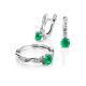 Green Agate Silver Earrings With Crystals, image , picture 4